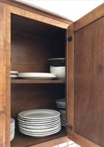 Stained insides of old cabinets are included when painting cabinets