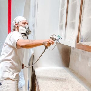 painting-cabinets-and-spraying-primer-by-painting-contractor-in-austin