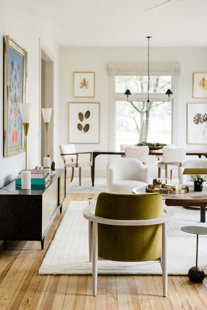 living-room-historic-home-update-green-chairs-looking-to-dining-room-interior-painting-walls-in-farrow-and-ball-all-white