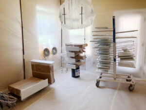 spray-set-up-in-breakfast-area-exhaust-fans-in-plastic-to-vent-the-space