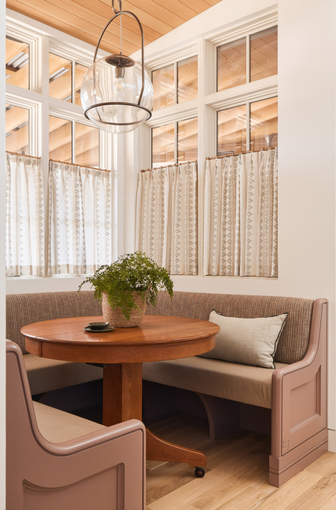 Breakfast nook banquette area painted in SW "Alabaster".