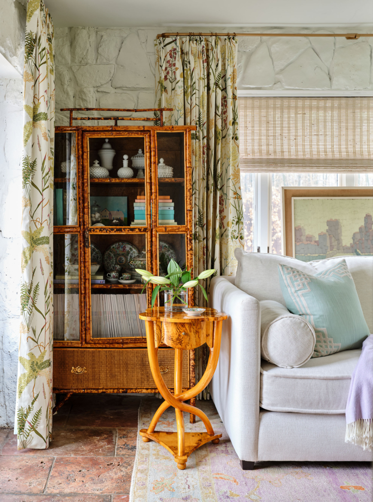 The sunroom was reclaimed from an outdoor space, for a nice cozy nook indoors.