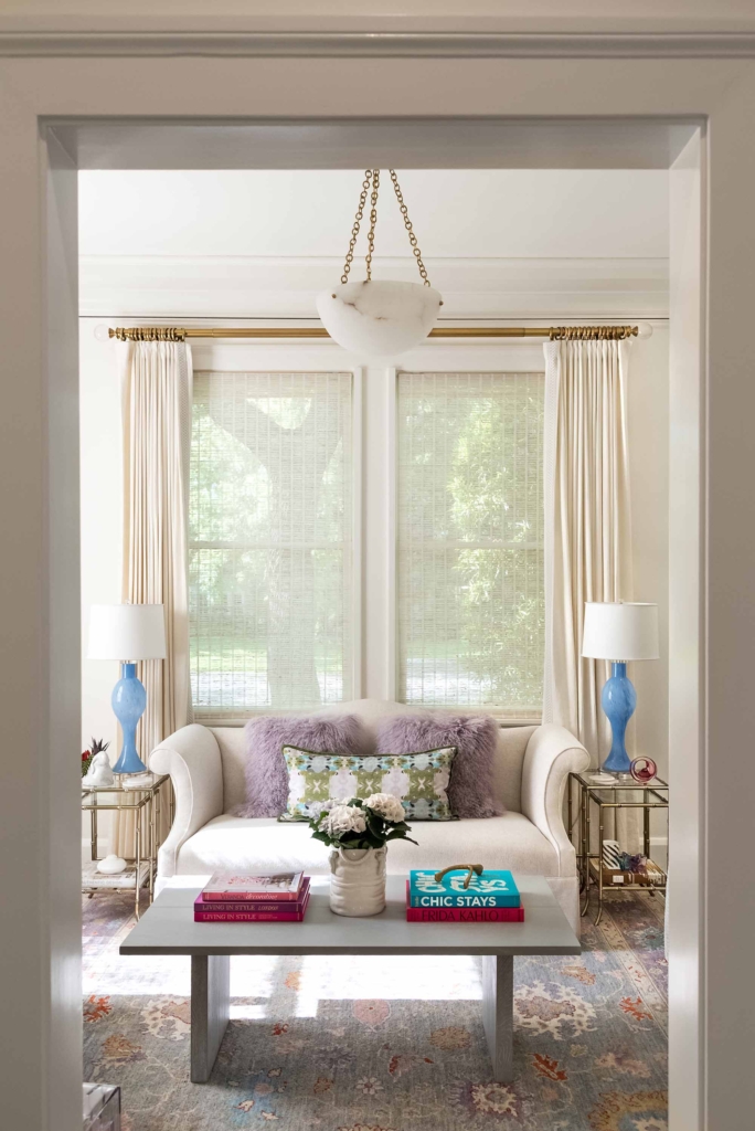Looking into the formal living room with clean lines and classic styling.