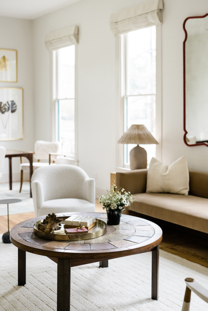 A cozy living room seating area in this beautifully updated space.