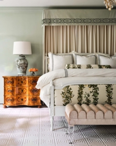 traditional-primary-master-bedroom-with-walls-and-woodwork-painted-in-farrow-and-ball-mizzle-in-high-gloss-side-vignette