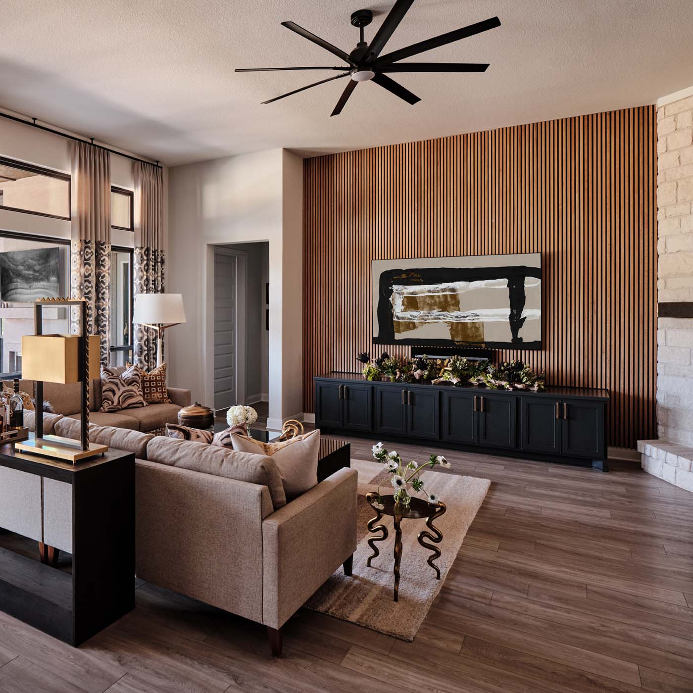 Interior Painting 9 warm-contemporary-living-room-with-wood-slat-accent-wall-main-ANG