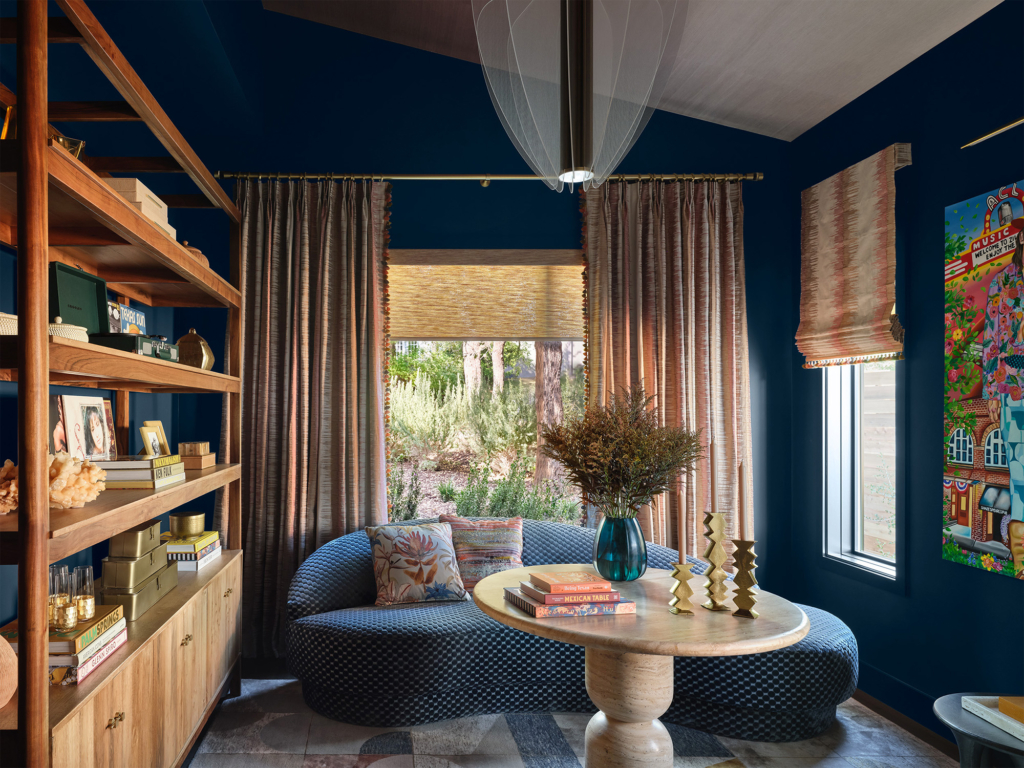 Ceiling with Phillip Jeffries "Mirage Sunbaked" wallpaper at the House Beautiful Whole Home 2025 in Austin, designed by Amber Guyton. A warm and artistic statement.