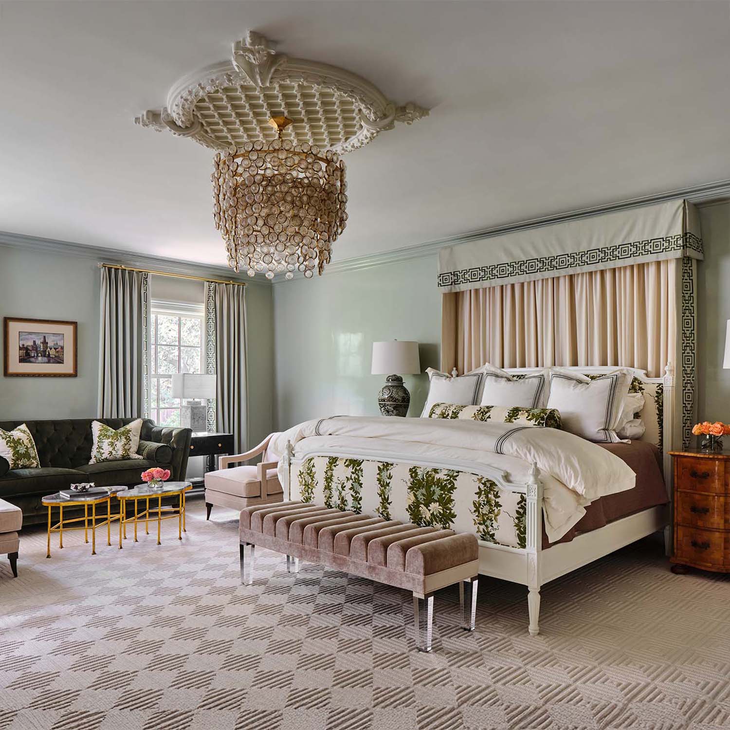 Interior Painting 10 traditional primary master bedroom with walls and woodwork painted in farrow and ball mizzle in high gloss 1500 sq SQ