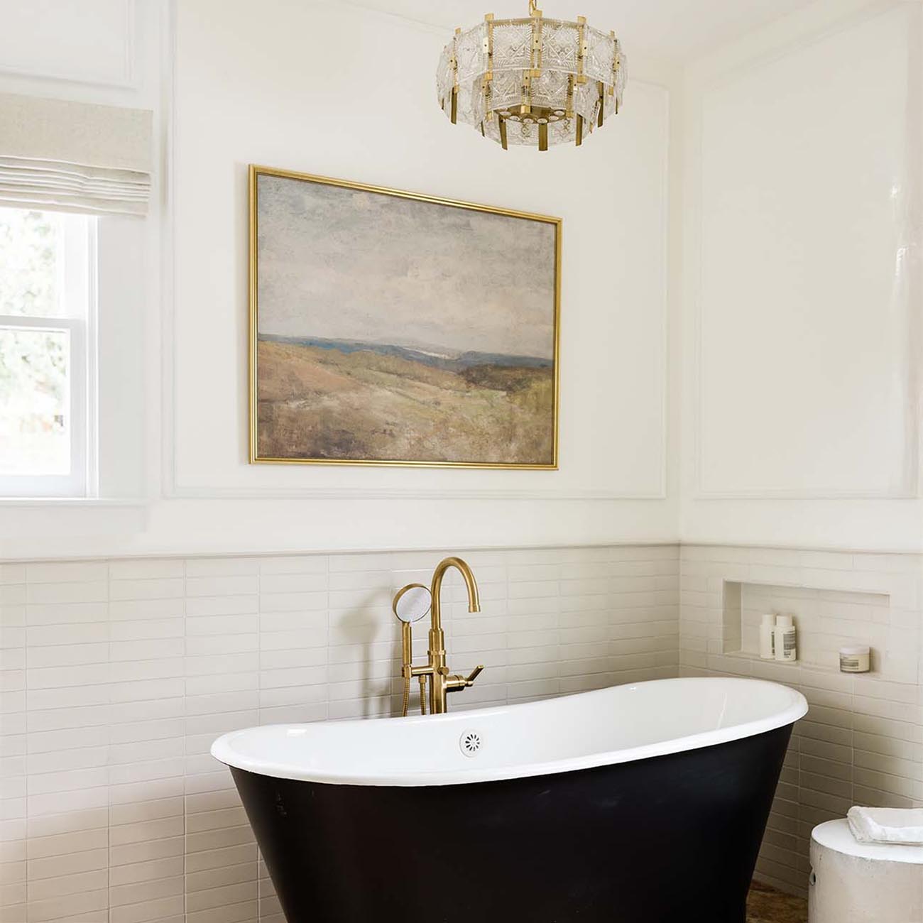 Interior Painting 12 primary bath in historic home update with black tub and walls painted in farrow and ball all white san antonio 1300 sq SQ